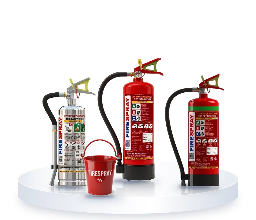 Fire extinguisher dealers in Indore: FireSpray kitchen, ABC, clean agent extinguishers and fire bucket